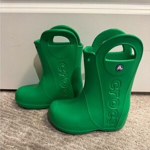 Green kids croc boots
